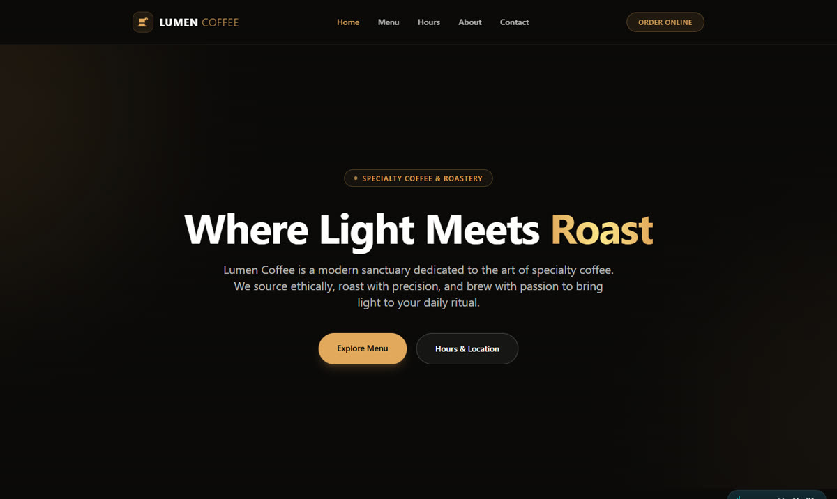Lumen Coffee, website kafeneje i ndërtuar nga VenomCode